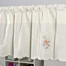 Вышитые хлопковые кружевные пасторальные кофейные Короткие Занавески для кухни для гостиной занавески в спальню 200*45 см