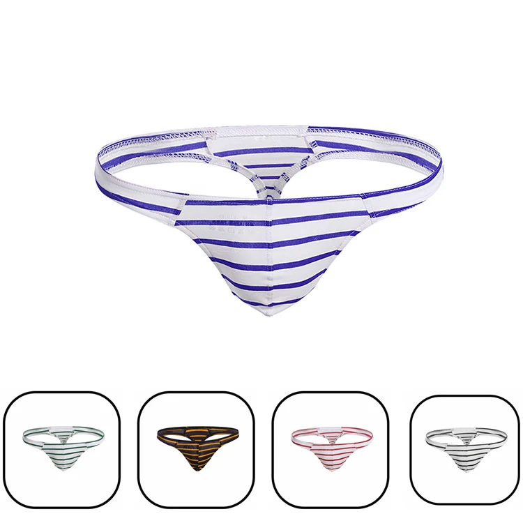 Мужские трусы стринги из дышащей хлопковой ткани темно синие брифы танга Тонги