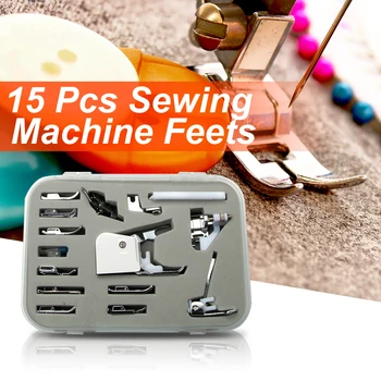 

15pcs Multifunction Domestic Sewing Machine Presser Walking Foot Feet Kit Accessories Arts Crafts Apparel Sewing Tools