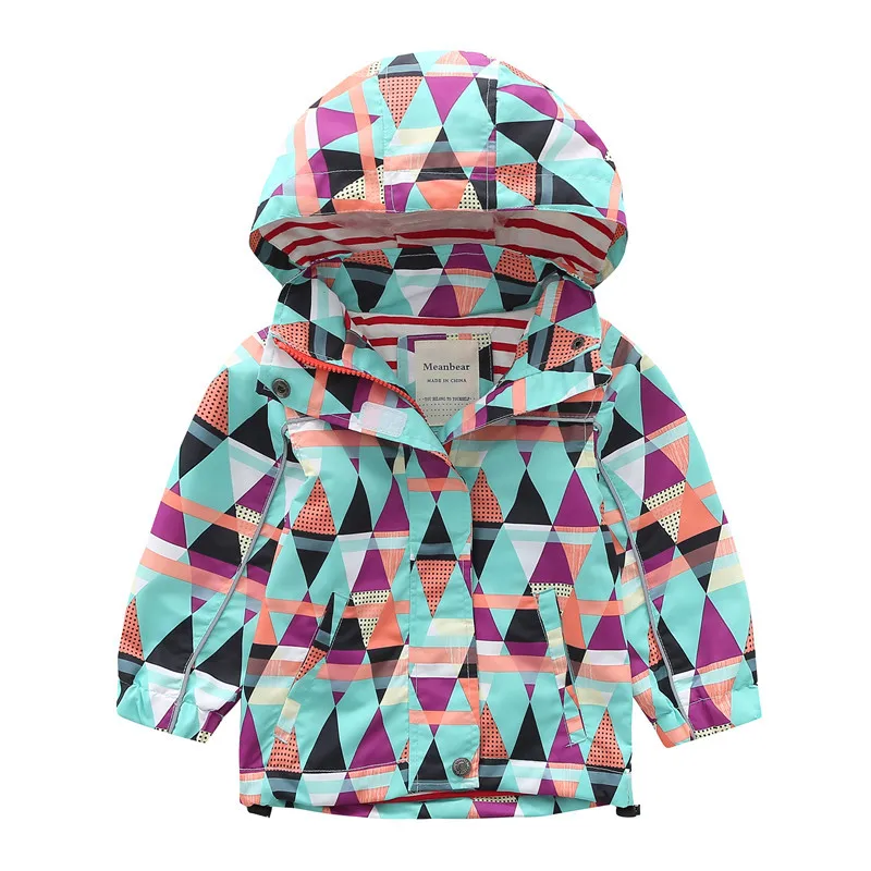 Новое поступление, модная детская куртка унисекс с капюшоном, г. Верхняя одежда с геометрическим рисунком детская ветровка, весенне-осенняя одежда - Цвет: Geometry