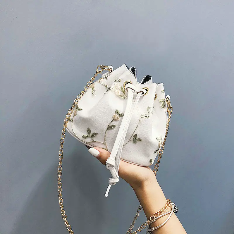 

Fashion Women Simple Crossbody Chain Bags Women Embroidery Messenger Bags Shoulder Crossbody Bucket Bag A41-52