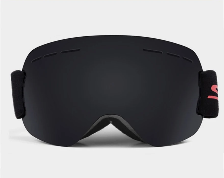 Высокое качество лыжные очки UV400 противотуманные мужские и женские лыжные очки сноуборд большая маска с коробкой - Цвет: Black (with bag)