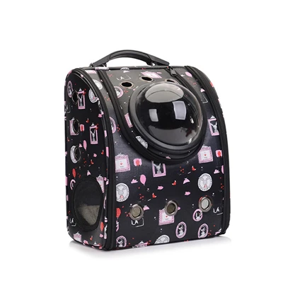 Мультяшный любимец пространство рюкзак для кошек и собак, для путешествий, сумка модные кожаные переноска сетка складывание воздухопроницаемая переноска для питомцев рюкзак HPA88 - Цвет: zipper black