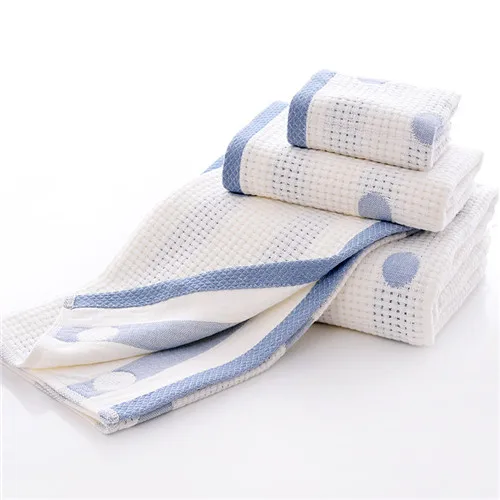 Летнее полотенце свободно дышит хлопок быстро сухое мытье полотенце ажурная ткань банное полотенце ручной шейный платок комплект подарочных полотенец мягкий - Цвет: hua blue white