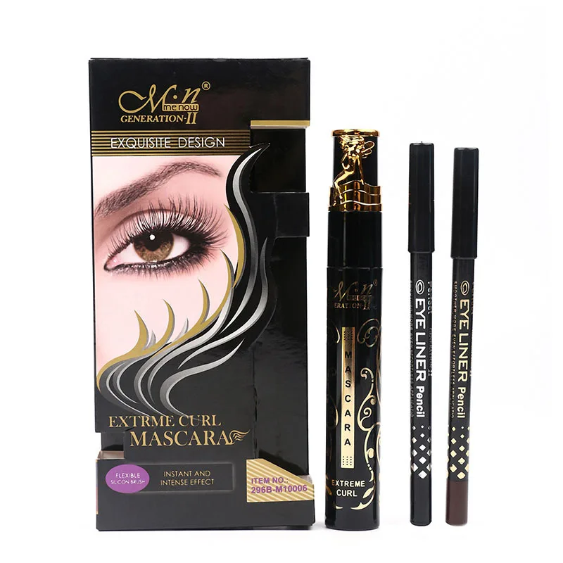 

M.n Menow Brand Curl Mascara with Silicone Brush Head Set With Gift an Eyebrow Pencil and Eyeliner Pencil M10006 cheap mascara