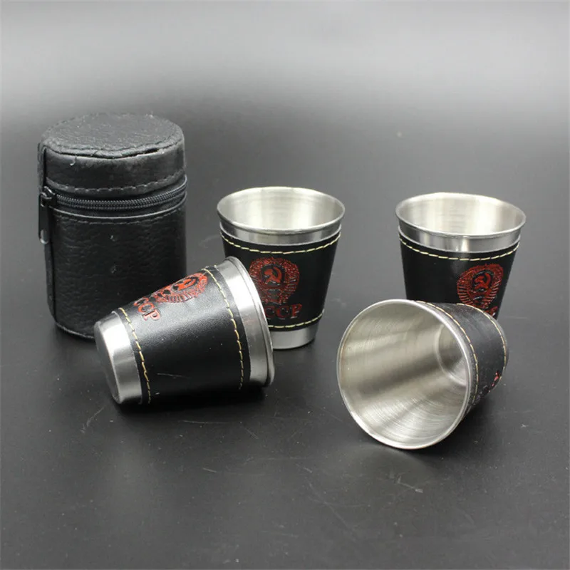 

4pcs 70ML Rettro Stainless Steel Cups Set Milk Wine Beer Whiskey Mugs Outdoor Camping Travel Mug with Mug Sleeve