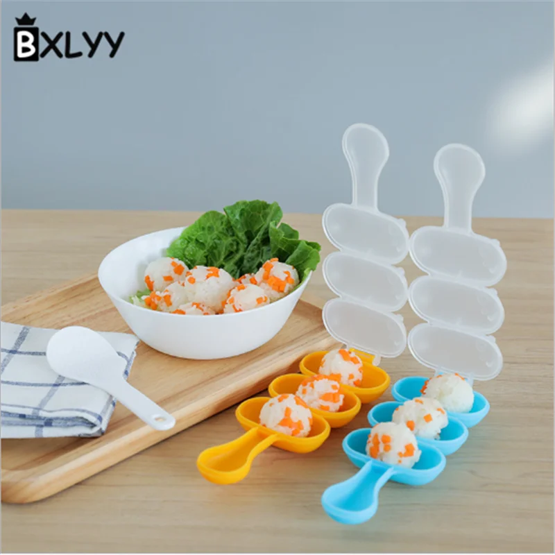 

BXLYY Hot 2pc Shake A Rice Ball Mold Small Spherical 3 Continuous Mold Kitchen Accessories Sushi Tools Wedding Decoration. 7z