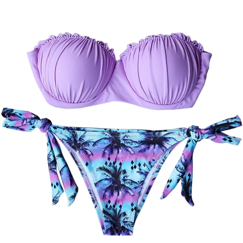 2017 New Summer Beach Strapless Mermaid Shell Bikini Set Two Piece Sexy Women Low Waist Triangle Swimwear Swimsuits Bathing Suit |