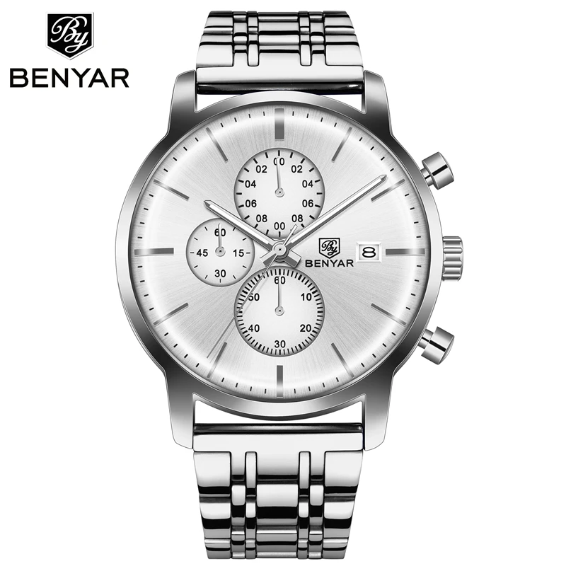 

Relogio Masculino BENYAR Mens Watches Top Brand Luxury Waterproof Military Chronograph Quartz Wrist Watch Clock Date Man Reloj