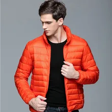 Men fashion Autumn winter warm down jacket pure color stand collar long sleeve high quality thin loose warm casual down coat