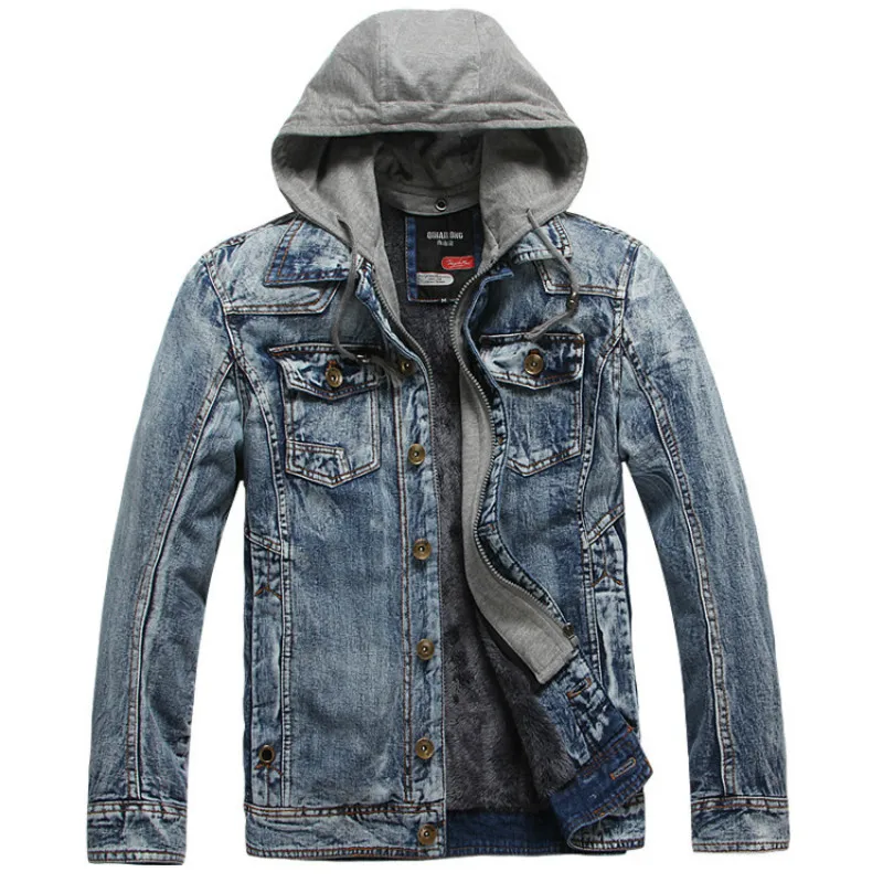 2018 font b Mens b font Warm font b Jeans b font Jacket False Two Pieces