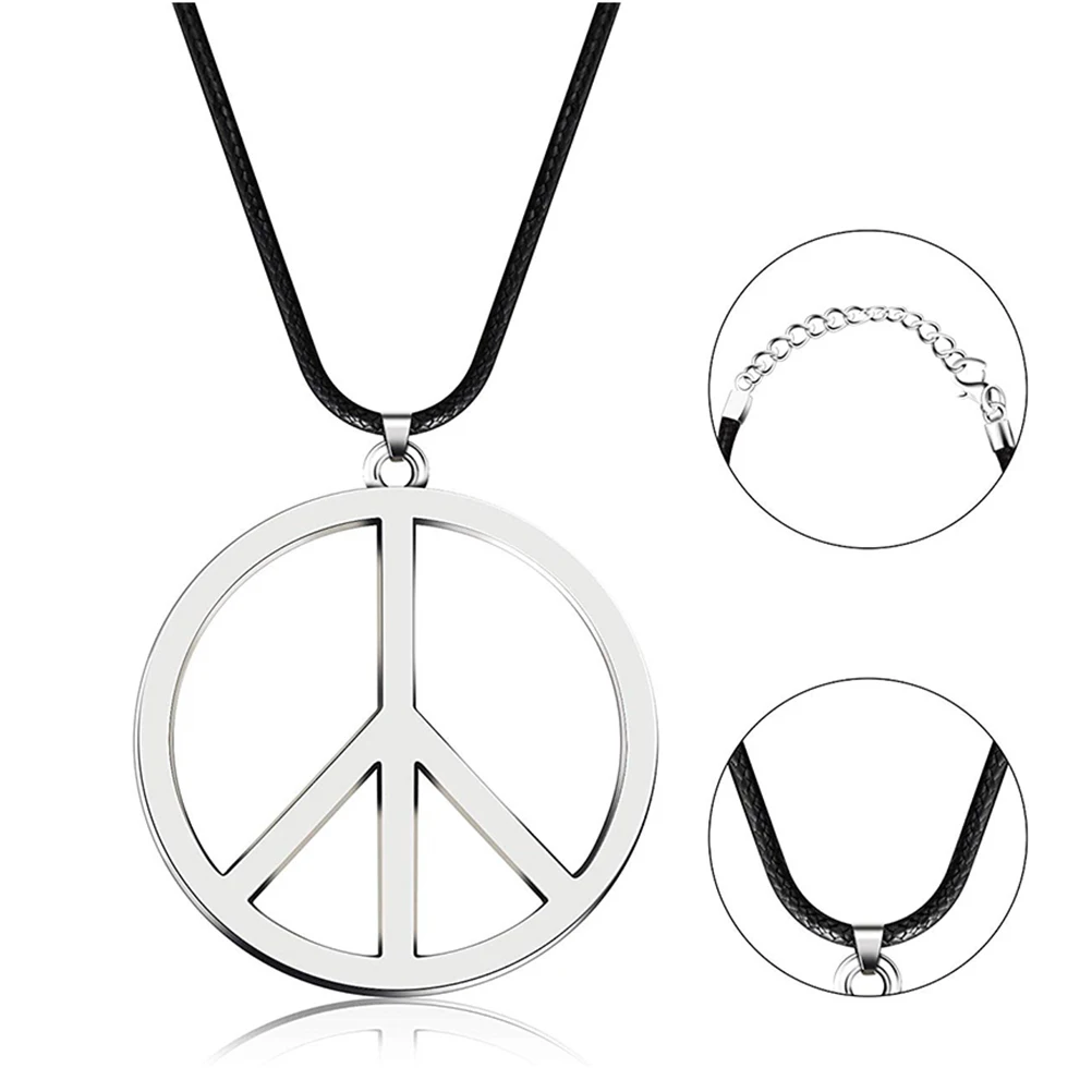 Серебряное ожерелье из нержавеющей стали, подвеска в виде знака мира, ювелирное изделие, классическое ожерелье с символом мира