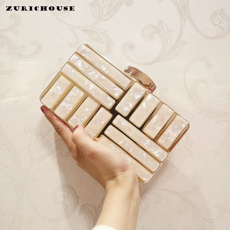 

ZURICHOUSE Luxury Design Acrylic Decoration Clutches Women Evening Bags Party Wedding Hand Bag Crossbody Purses Wallet Clutch