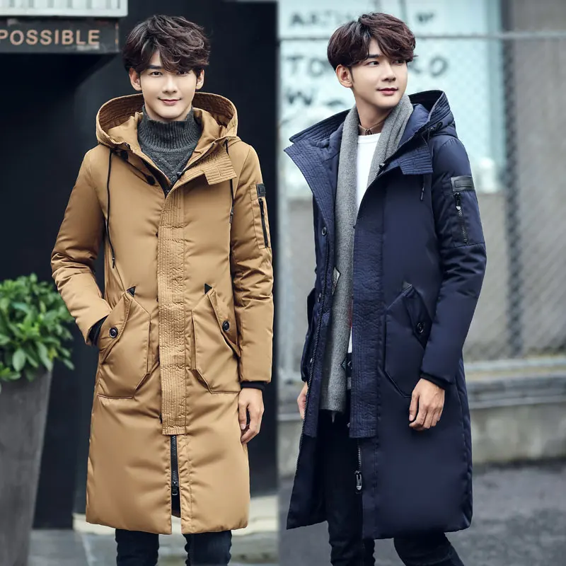 B Hooded Long Winter Duck Down Parkas Men Casual Clothing Outwear Down Jackets Male Thick Fashion Puffer Jacket plus size 3XL  