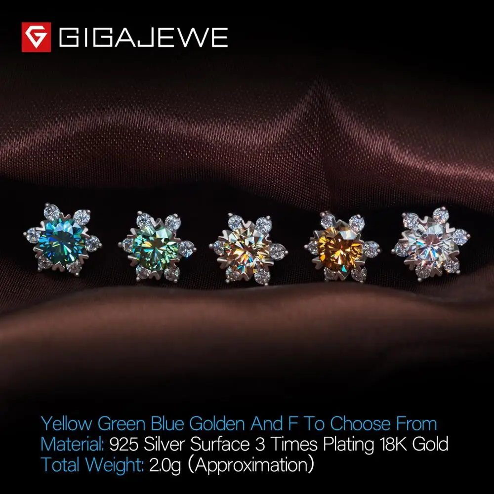 GIGAJEWE всего 1.6ct EF VVS Алмазный тест прошел Moissanite Белое золото покрытое 925 серебро