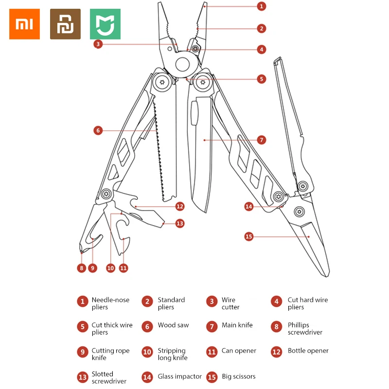 xiaomi huohou Многофункциональный Карманный Походный инструмент для выживания высокое качество складной нож 420J2 лезвие из нержавеющей стали для охоты