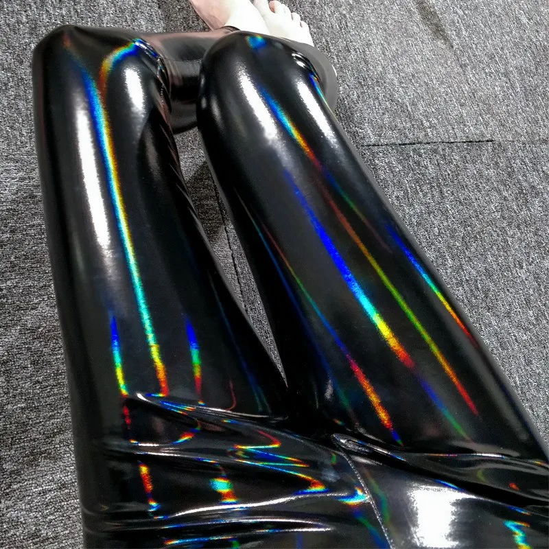 

New Women High Waist Long Leggings Wet Look PU Leather Leggings Sexy Black Slim Skinny Leggings