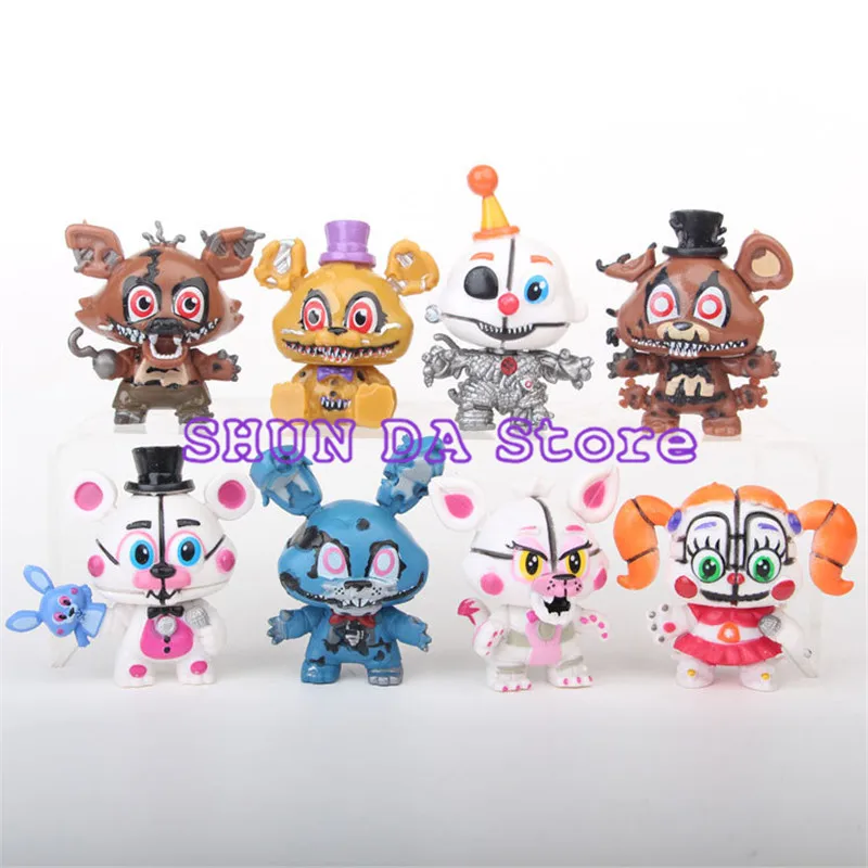 

Hot New styles 8 Pcs/lot Five Nights At Freddy's Foxy Freddy Chica Freddy PVC model Dolls for kids gift toys for children SD242