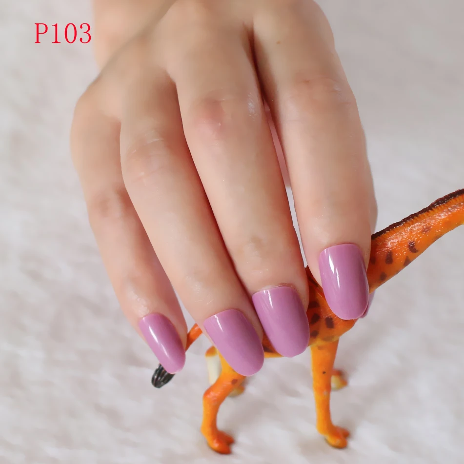 Acrylic Fake Nails Tips Dim Purple Pink Oval False Nail DIY Nail Art 