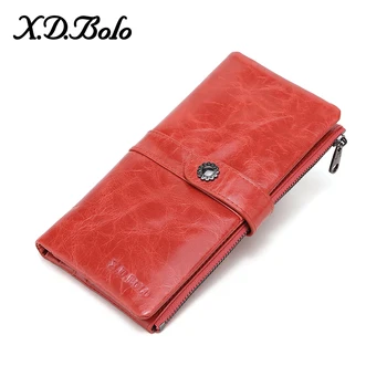

X.D.BOLO Wallet Genuine Leather Women Wallets and Purses Long Wallet Women's Clutch Purse Money Bag Ladies Purses Wallet