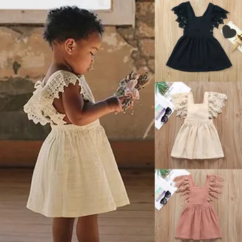 

Infant Kid Baby Girls Dress Sleeveless Lace Floral Solid Princess Dresses Baby Girl Summer Dress 2019 Sukienka Niemowleca