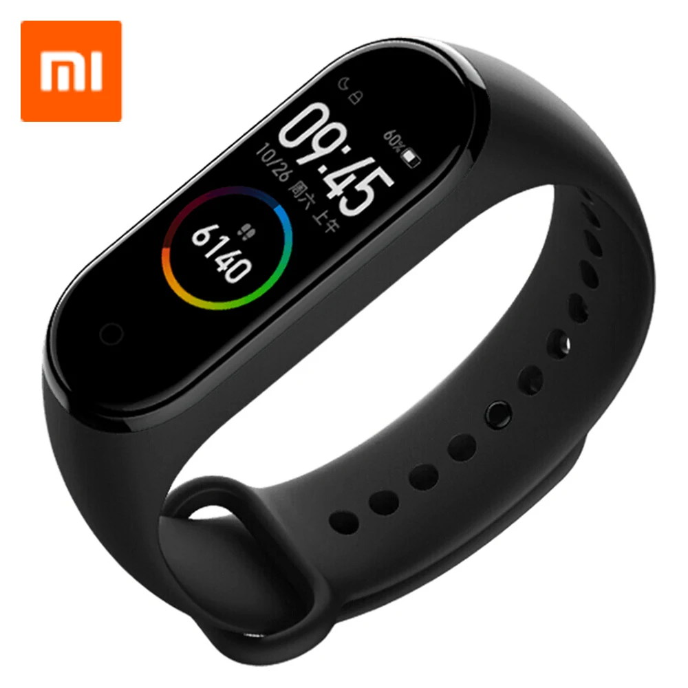 Глобальная версия Xiaomi Mi смарт-браслет 4 AMOLED цветной экран водонепроницаемый Smartband спортивные часы фитнес-браслет - Цвет: Black