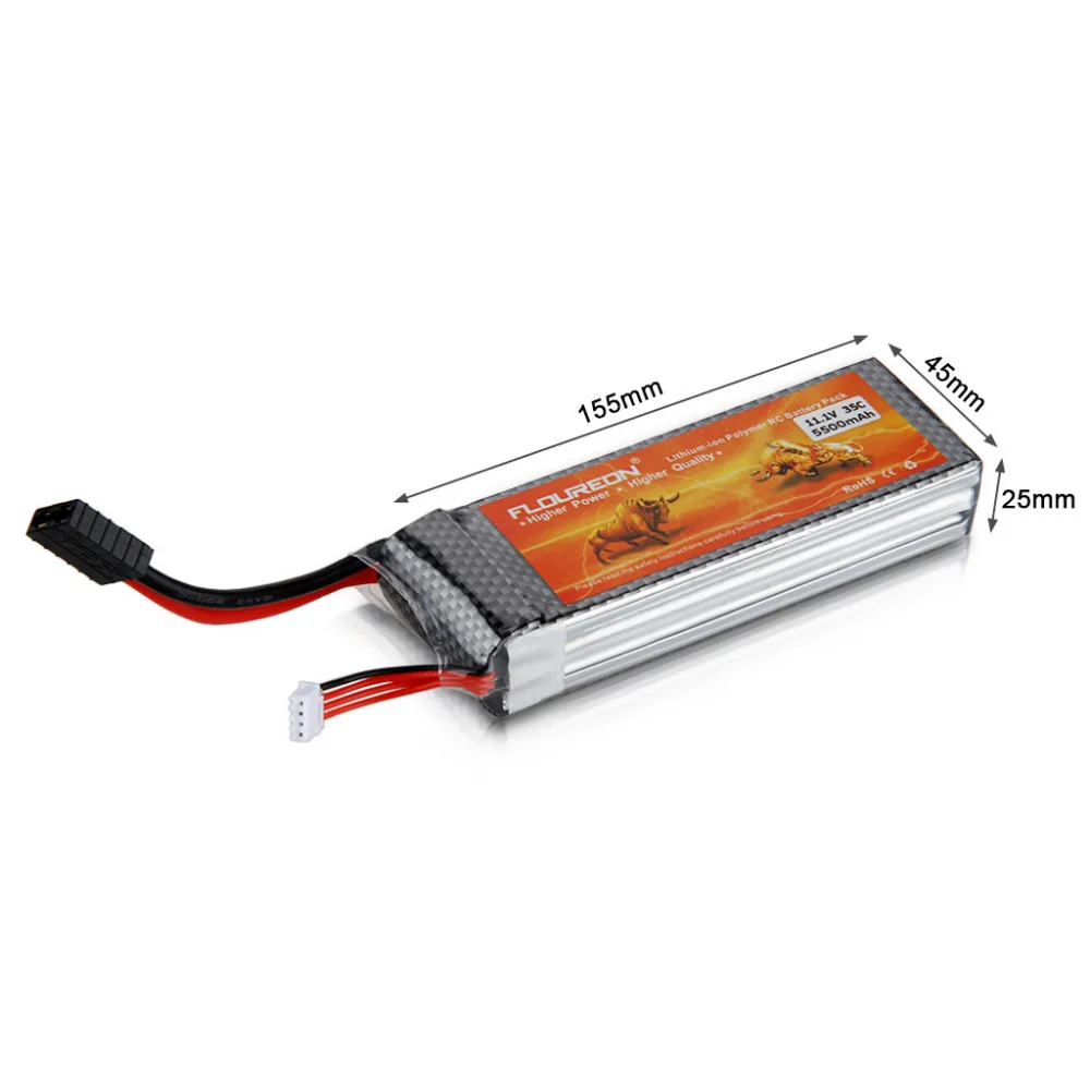 FLOUREON Lipo RC батарея 11,1 V 5500mAh 3S 35C TRX Traxxas вилка перезаряжаемая Lipo батарея для RC вертолет, самолет с радиоуправлением RC Хобби