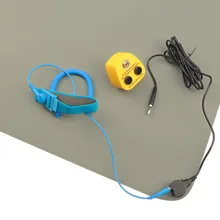 Черный Серый проводящая скамейка Антистатическая ESD коврик 2 м заземляющий шнур+ ремешок на запястье+ Великобритания ЕС США EBP для ESD Worstation