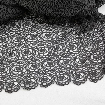 

DIY Black Cotton Hollow Flower Embroidery African Guipure Lace Fabric Skin-friendly Soft Summer Dress Lace Fabric