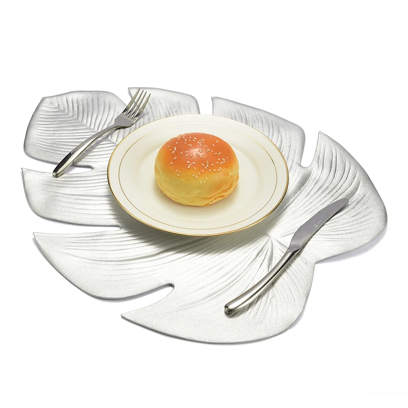 عيد الميلاد تحديد الموقع ل المطبخ طاولة طعام مصنع محاكاة أوراق النخيل PVC الجدول حصيرة الزخرفية الجدول سادة الوقايات المنزل ديكور