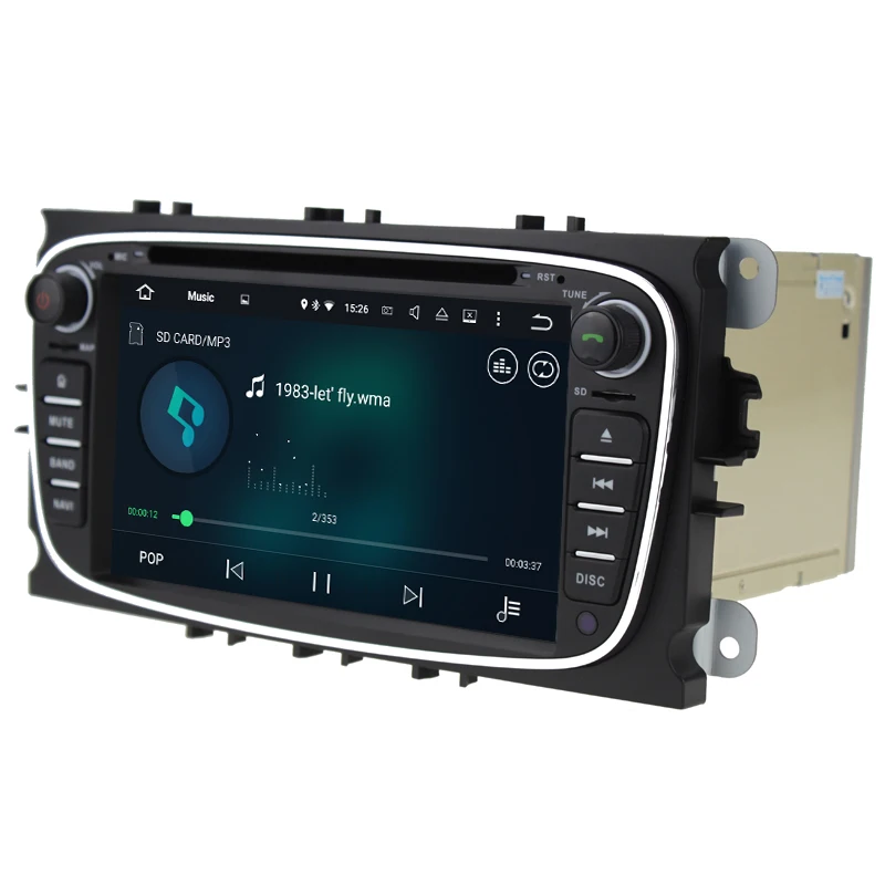 Best HIFIF 1024*600 2din Android 7.12 Quad Core CarDVD Player GPS Navi for Ford Focus Mondeo Galaxy with Audio Radio Stereo Head Unit 3