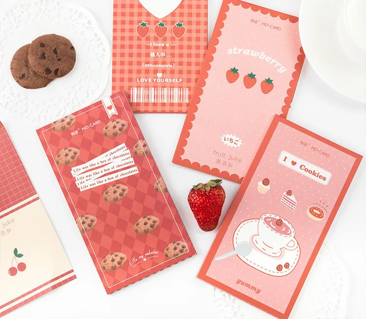 

8PCS/LOT Pink Strawberry Lovely Pattern Memo Pad 8*15cm 24 Sheets