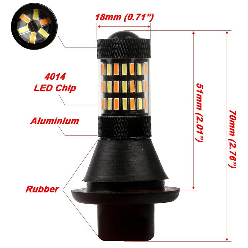Dual Color WhiteAmber BAU15S BA15S 1156 Canbus Free Error DRL 4014 60 SMD 3156 7440 Turn Signal Reverse Lights 12V8