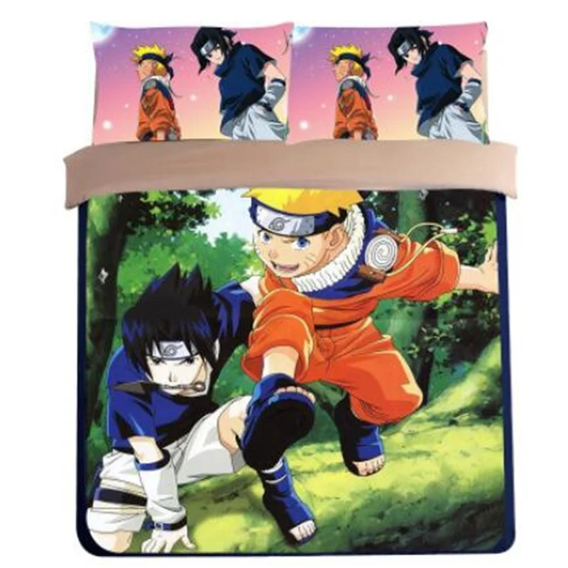 Japanese Anime NARUTO Bedding Sets Twin Queen King Size Flat Bed Sheets