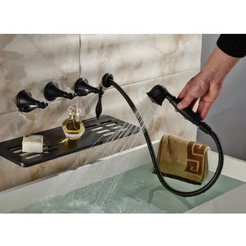 

Newly Arrival Waterfall Oil Rubbed Bronze Bathtub Faucet Wall Mount Three Handle Mixer Tap