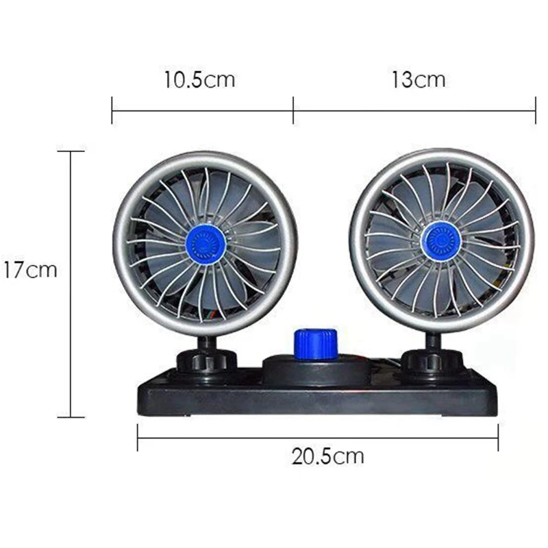 12V 360 Degree All-Round Adjustable Car Auto Air Cooling Dual Head Fan Low Noise Car Auto Cooler Air Fan Car Fan Accessories