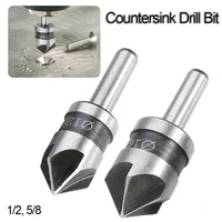 תואר זווית 2pcs 5 המקדח חליל Countersink HSS 82 כלי תואר פוינט זווית chamfer Chamfering קאטר 1/4" Round Shank לכוח (1)
