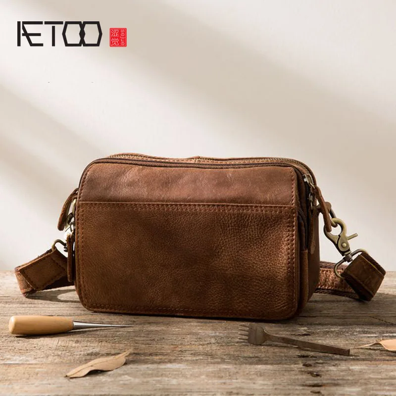 AETOO New Messenger bag Japanese retro leather wallet leather casual men bag men bag shoulder bag