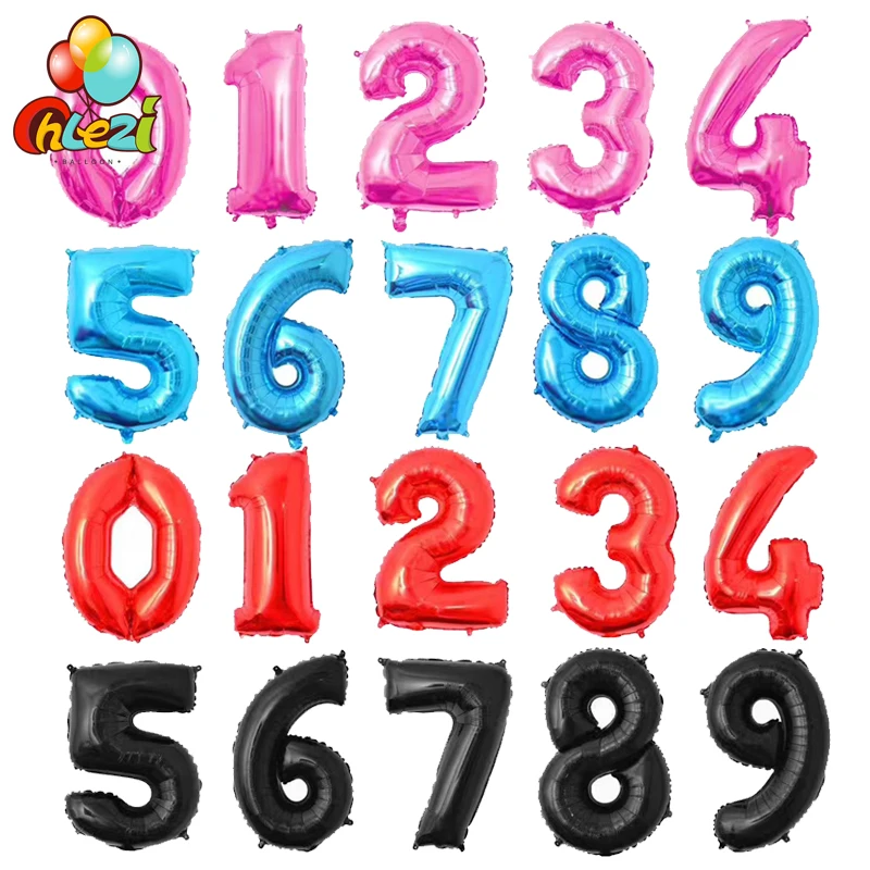 32inch Number Foil Balloons Pink Blue Red Black Gold Silver