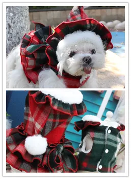 

Hand Made Christmas Dog Dress Dresses Scotland style Pet Skirt Skirts cat Clothing Dog Pet Apparel Personalize Design