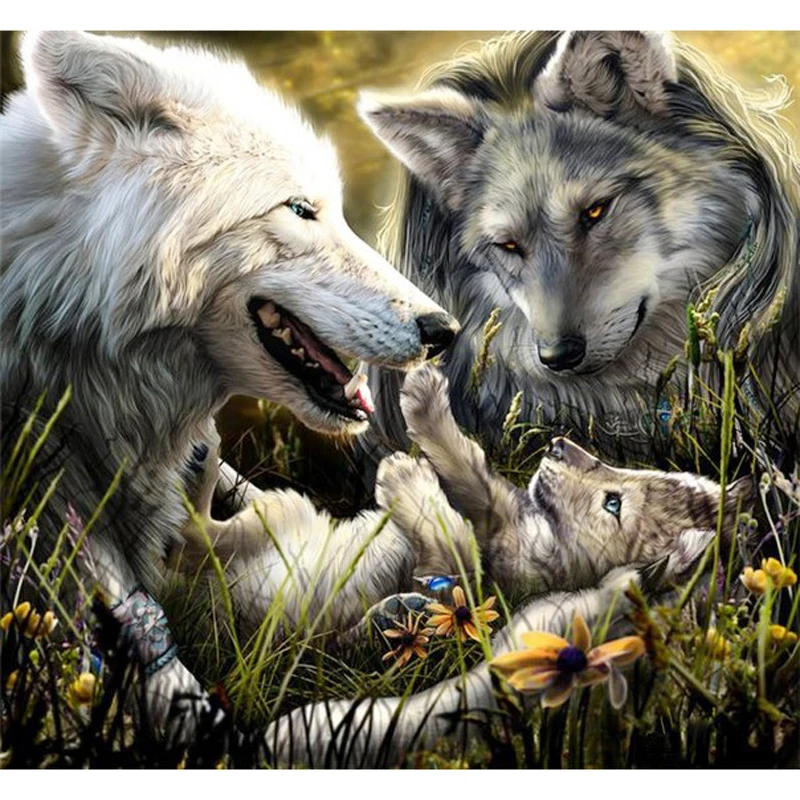 

5D painting Diamond rhinestones embroidery Needlework full Square drilled Cross Stitch diamond Painting Kits lover family wolf