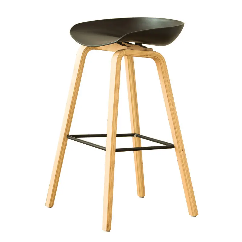 

Simple Style Solid Wood Bar Chair Multi-function Dining Stool with Footrest Household Balcony Leisure Chair Front Desk Stool
