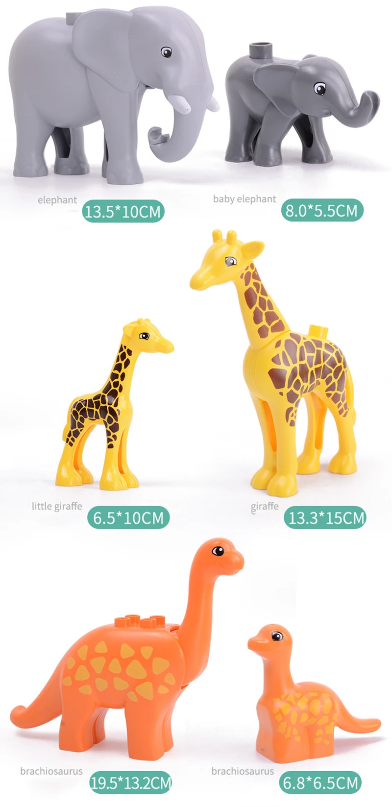 DIY Large Size dinosaur Animal Series Building Blocks Sets Farm Animal Bricks Compatible with Duploe Toys  for children Kid Gift (13)