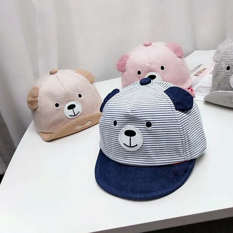 

3-12M Cartoon Bear Children Hat Spring Summer New Baby Adjustable Baseball Cap Cotton Newbron Caps Soft Sunhat Baby Accessories