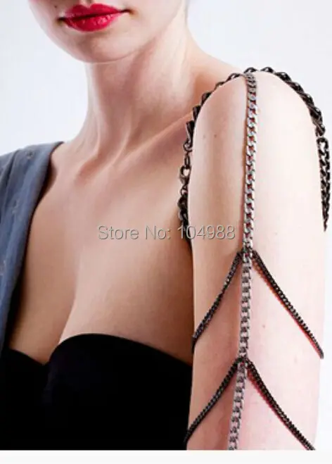 

FREE SHIPPING B369 SILVER AND GRAY PLATED ARM CHAINS MULTI-LAYERS ARM CHAINS BODY JEWELRY