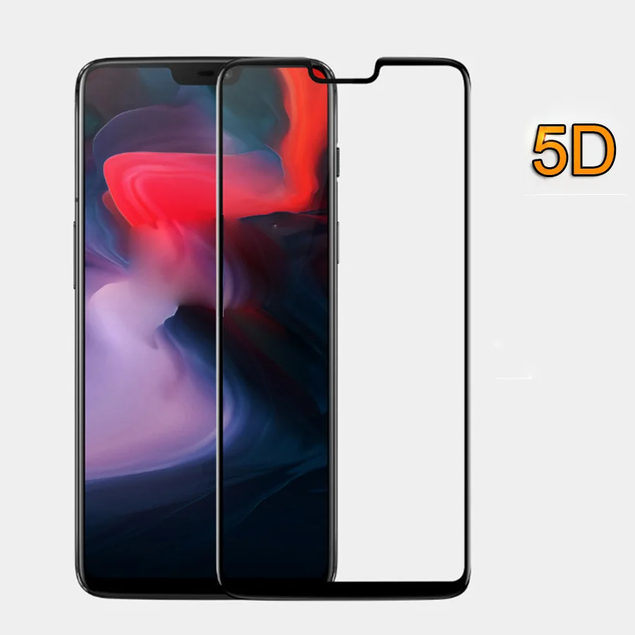 

5D Glass for OnePlus 6 Tempered Glass for OnePlus 6T Screen Protector Film 3D Full Cover Screen Ultra-thin Black