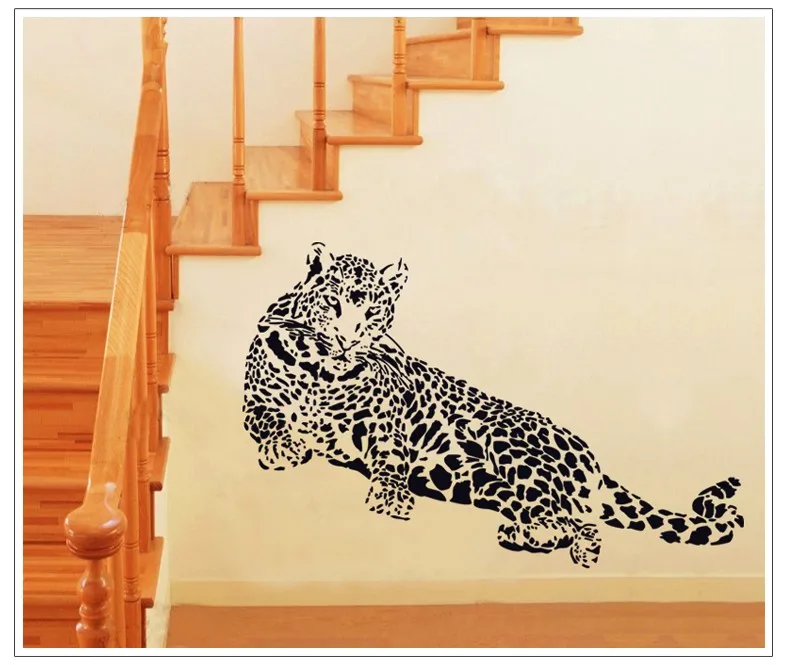 Мультфильм животных Черный Гепард леопард ПВХ наклейки на стену 3D съемные настенные наклейки для украшения дома Винил детский сад плакат