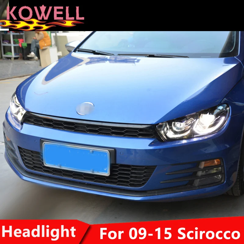 KOWELL автомобильный Стайлинг для VW Scirocco1.4T светодиодные фары 2009- для Scirocco drl H7 hid Q5 Bi-Xenon Объектив Ангел глаз ближнего света