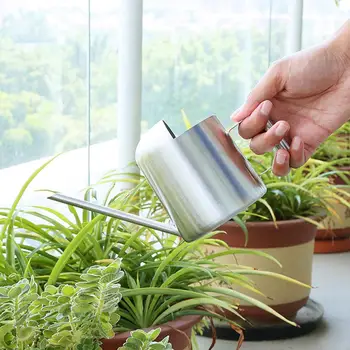 

1 Pc 300ml Modern Stainless Steel Pot Indoor House Plants Long Spout Watering Can