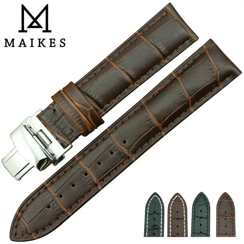 MAIKES, Новое поступление, мужские часы из натуральной кожи, ремешок с черной бабочкой, 18 мм, 19 мм, 20 мм, 21 мм, 22 мм, ремешок для часов